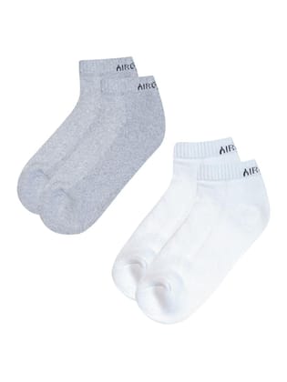 AirGarb Pure Cotton Low Ankle Plain Solid Socks for Men/Women: Cushioned Comfort & Breathable Mesh (Pack of 2) - LAP2WG