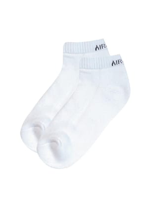 AirGarb Cushioned Low Ankle Socks for Men and Women Made with Cotton & Spandex - Free Size (White)
