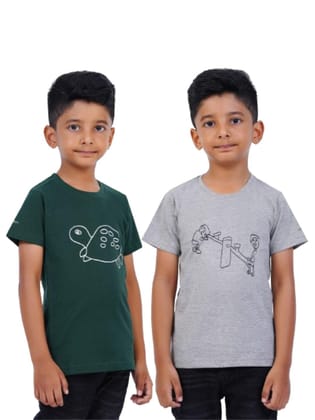 AIR GARB Boys Round Neck Printed Cotton T-shirt for 2-3 Years - Pack of 2 (K23-TGR-SG) Multicolour AIR GARB Boys Round Neck Printed Cotton T-shirt for 2-3 Years - Pack of 2 (K23-TGR-SG) Multicolour