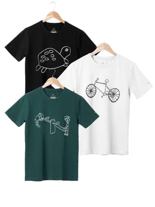 AIR GARB Boys Round Neck Printed Cotton T-shirt for 4-5 Years - Pack of 3 (K45-TBL-CW-SGR) Multicolour