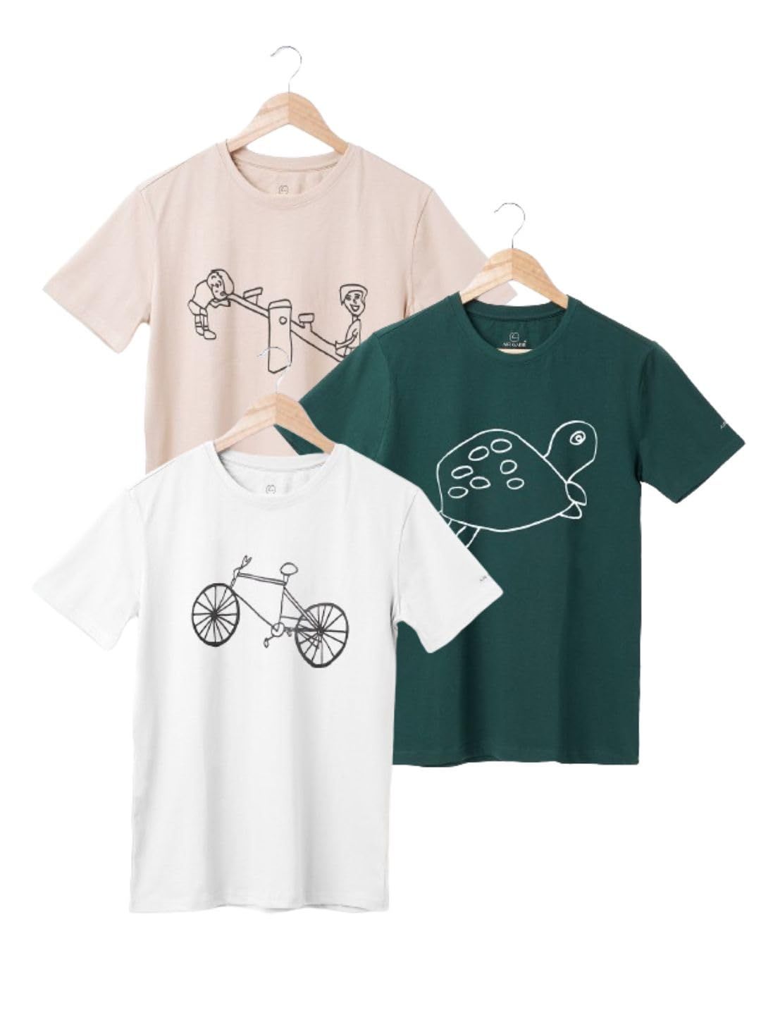 AIR GARB Boys Round Neck Printed Cotton T-shirt for 6-7 Years - Pack of 3 (K67-SB-TGR-CW) Multicolour