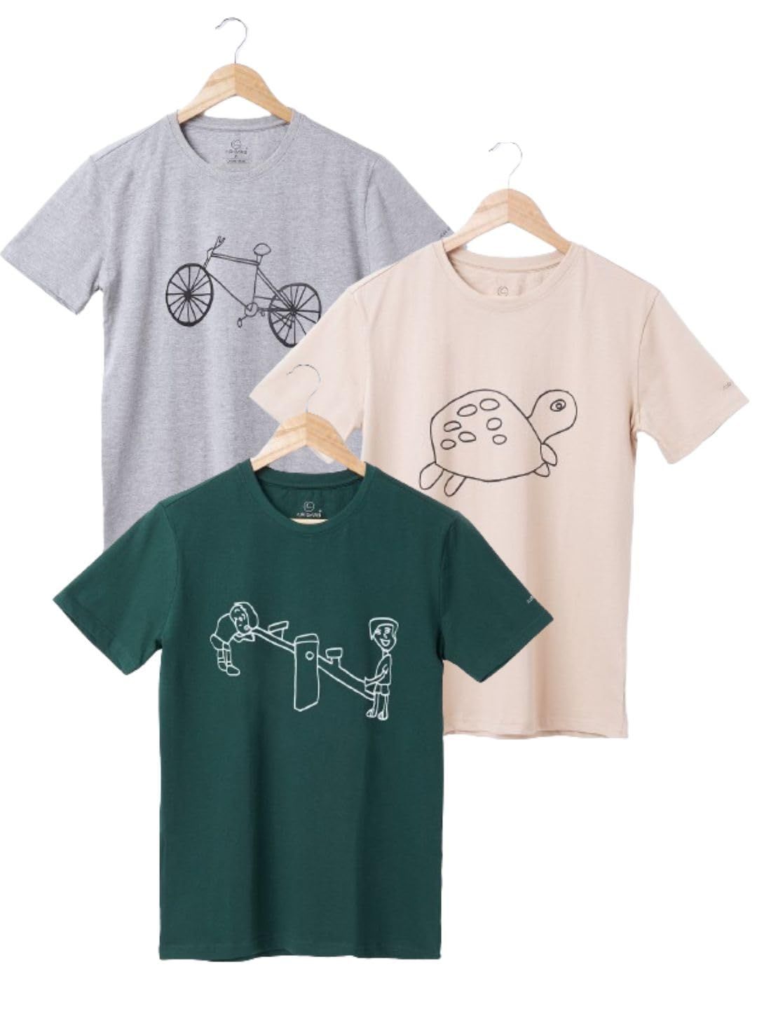 AIR GARB Boys Round Neck Printed Cotton T-shirt for 4-5 Years - Pack of 3 (K45-CG-TB-SGR) Multicolour