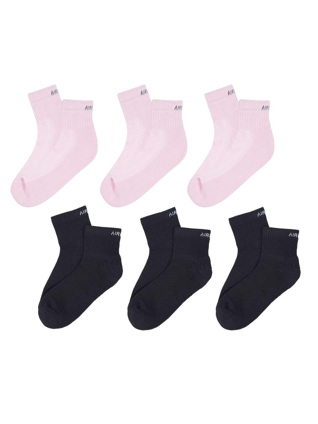 AirGarb Premium Cotton Cushioned High Ankle Socks Pack of 6 - HA6P3BL3 (Free Size) Multi Color