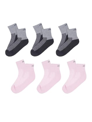 AirGarb Premium Cotton Cushioned High Ankle Socks Pack of 6 - HA6G3P3 (Free Size) Multi Color