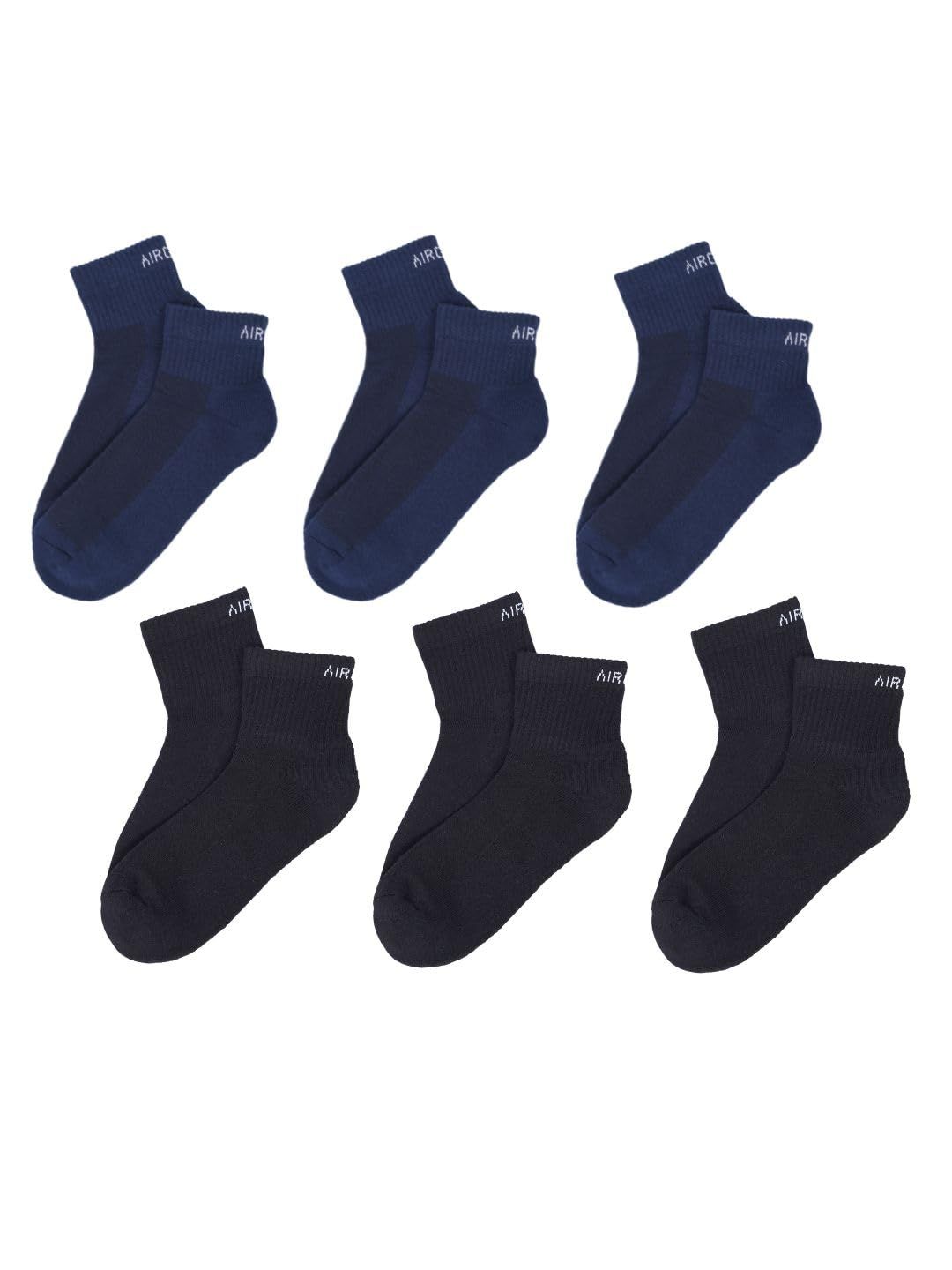 AirGarb Premium Cotton Cushioned High Ankle Socks Pack of 6 - HA6B3BL3 (Free Size) Multi Color