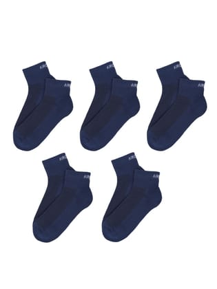 AirGarb Premium Cotton Cushioned High Ankle Socks Pack of 5 - HA5B (Free Size) Navy Blue