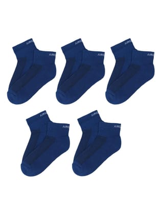 AirGarb Premium Cotton Cushioned High Ankle Socks Pack of 5 - HA5D (Free Size) Denim