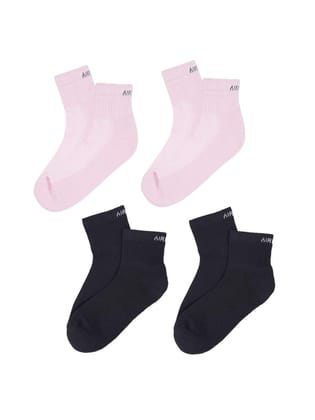 AirGarb Premium Cotton Cushioned High Ankle Socks Pack of 4 - HA4P2BL2 (Free Size) Multi Color