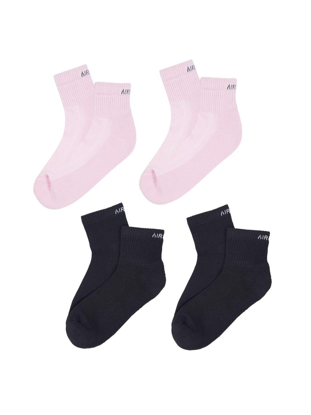 AirGarb Premium Cotton Cushioned High Ankle Socks Pack of 4 - HA4P2BL2 (Free Size) Multi Color