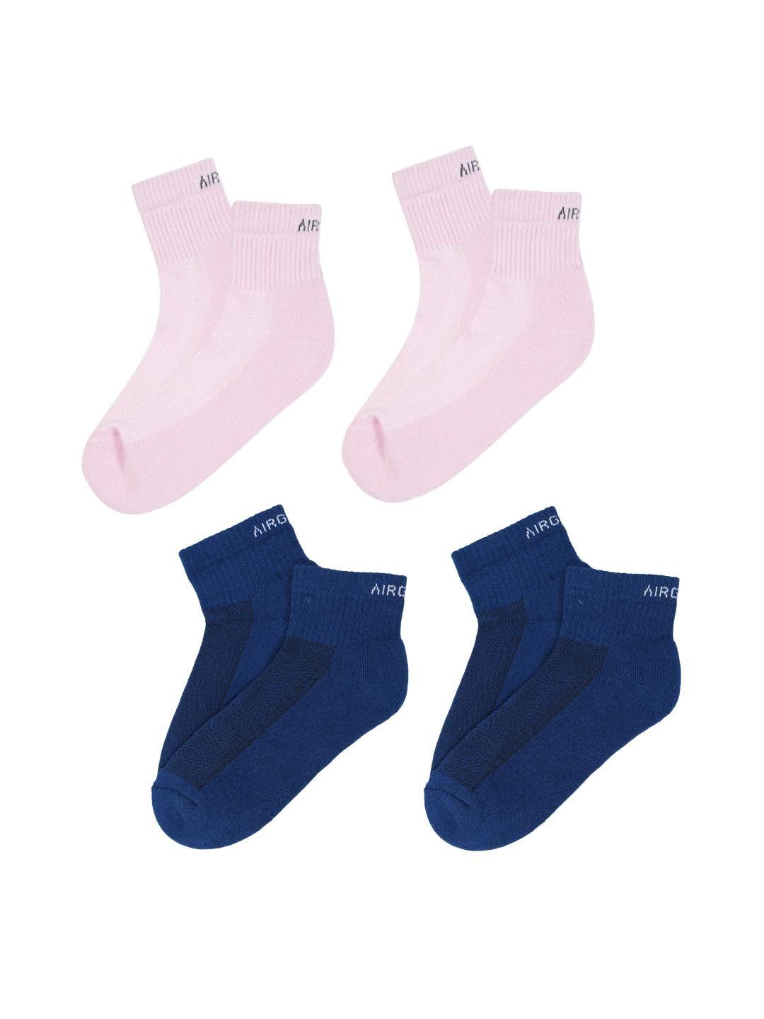 AirGarb Premium Cotton Cushioned High Ankle Socks Pack of 4 - HA4P2D2 (Free Size) Multi Color