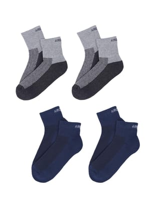 AirGarb Premium Cotton Cushioned High Ankle Socks Pack of 4 - HA4G2B2 (Free Size) Multi Color