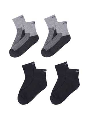 AirGarb Premium Cotton Cushioned High Ankle Socks Pack of 4 - HA4G2BL2 (Free Size) Multi Color