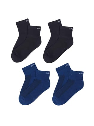 AirGarb Premium Cotton Cushioned High Ankle Socks Pack of 4 - HA4BL2D2 (Free Size) Multi Color