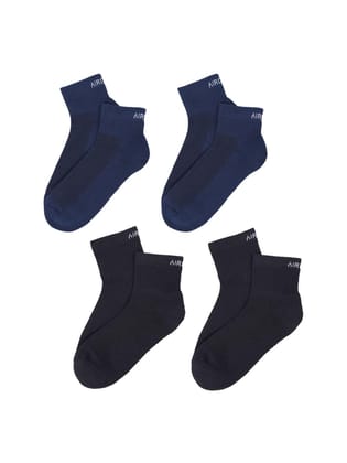 AirGarb Premium Cotton Cushioned High Ankle Socks Pack of 4 - HA4B2BL2 (Free Size) Multi Color