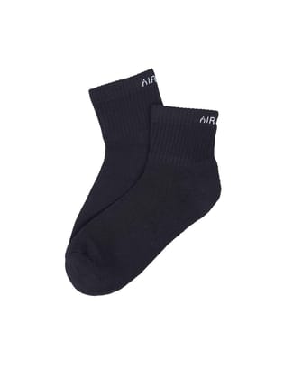 AirGarb Premium Cotton Cushioned High Ankle Socks for Men and Women - Free Size (Black)