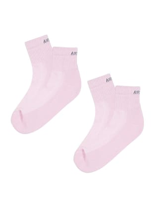 AirGarb Premium Cotton Cushioned High Ankle Socks Pack of 2 - HA-2LP (Free Size) Pink