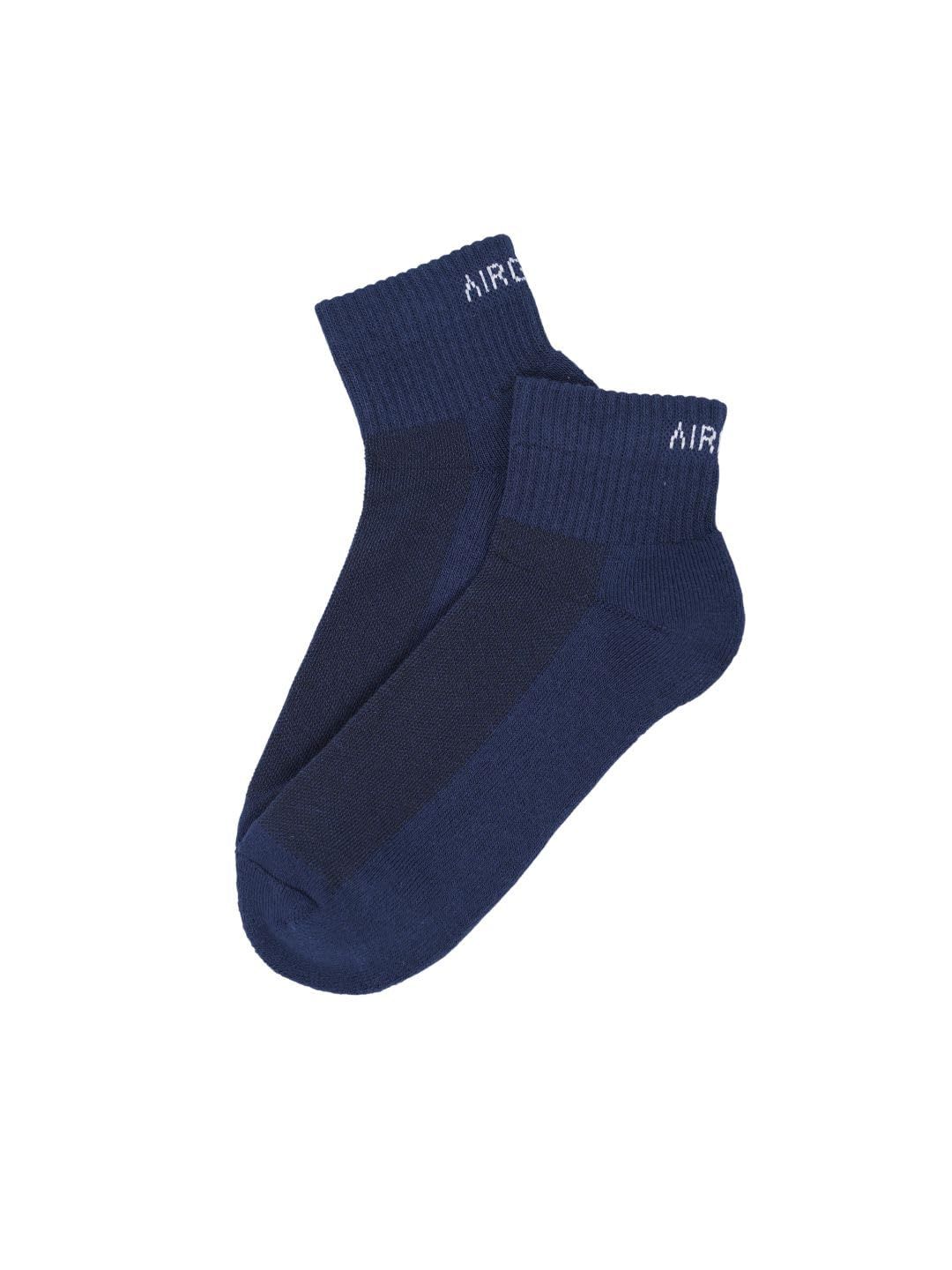 AirGarb Premium Cotton Cushioned High Ankle Socks for Men and Women - Free Size (Blue)