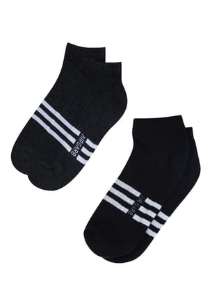 AirGarb Stylish Striped Low Ankle Cotton Socks for Men and Women: Comfortable Cushioning & Breathable Design (Pack of 2) - AST2MBL