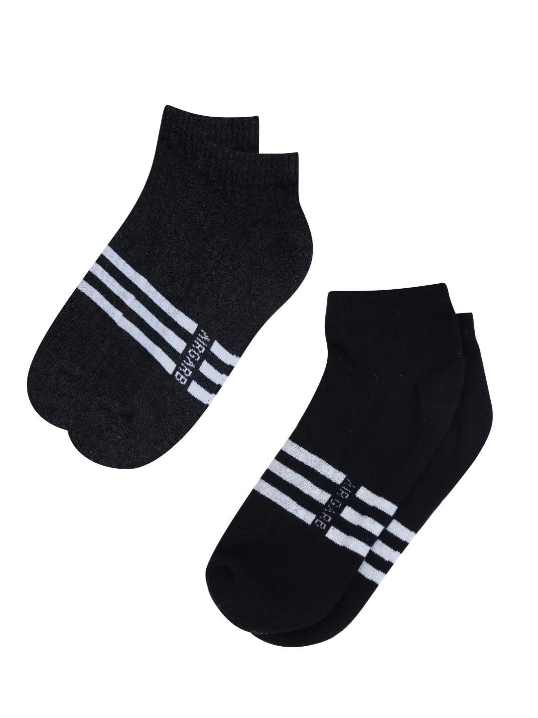 AirGarb Stylish Striped Low Ankle Cotton Socks for Men and Women: Comfortable Cushioning & Breathable Design (Pack of 2) - AST2MBL