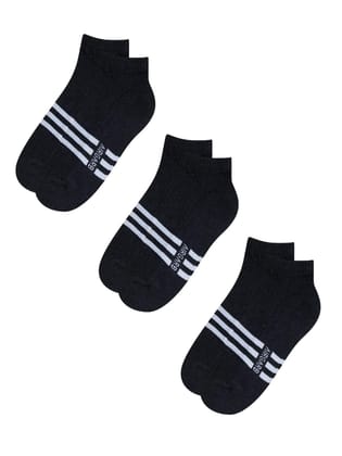AirGarb Stylish Striped Low Ankle Cotton Socks for Men and Women: Comfortable Cushioning & Breathable Design (Pack of 3) - Andhra Melange