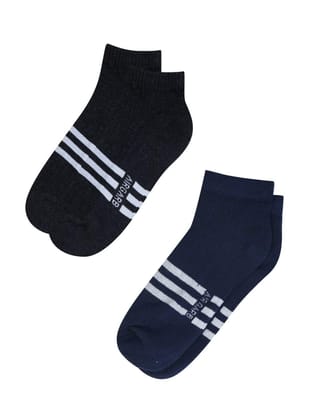 AirGarb Stylish Striped Low Ankle Cotton Socks for Men and Women: Comfortable Cushioning & Breathable Design (Pack of 2) - AST2MB