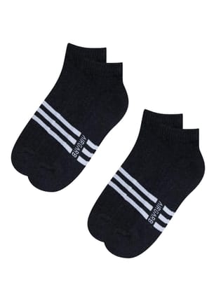 AirGarb Stylish Striped Low Ankle Cotton Socks for Men and Women: Comfortable Cushioning & Breathable Design (Pack of 2) - Dark Grey