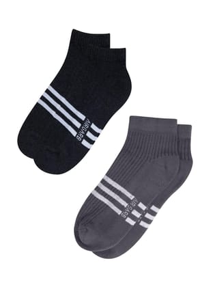 AirGarb Stylish Striped Low Ankle Cotton Socks for Men and Women: Comfortable Cushioning & Breathable Design (Pack of 2)