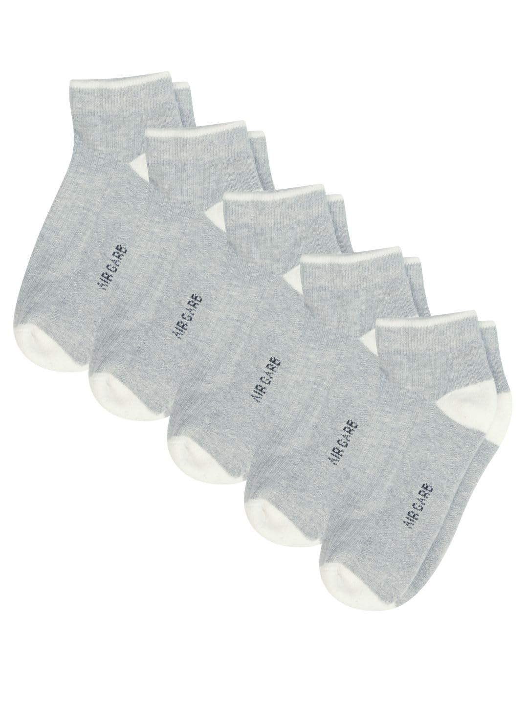 AirGarb Stylish Ribbed Low Ankle Cotton Socks for Men and Women: Comfortable Cushioning & Breathable Design Pack of 5 - ARB5G (Free Size) Grey