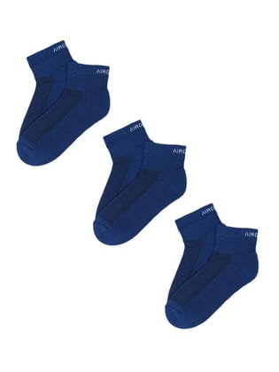 AirGarb Premium Cotton Cushioned High Ankle Socks Pack of 3 - AIRHA3D (Free Size) Denim