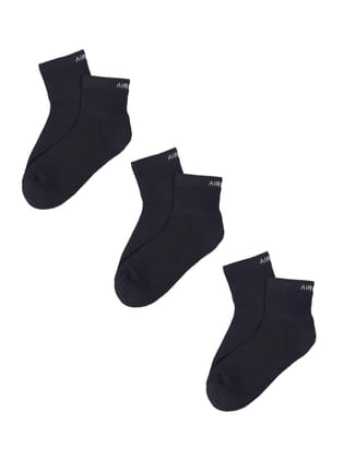 AirGarb Premium Cotton Cushioned High Ankle Socks Pack of 3 - AIRHA3BL (Free Size) Black