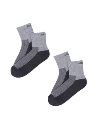 AirGarb Premium Cotton Cushioned High Ankle Socks Pack of 2 - AIRHA2G (Free Size) Grey