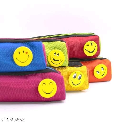 Smiley Face Pencil Pouch for Kids, Set of 6