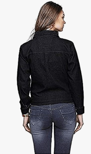 Luxurious Women KANZUL -FASHION PASSION Women's Cotton Denim Jacket (Black, Large) 2025 at ShopC