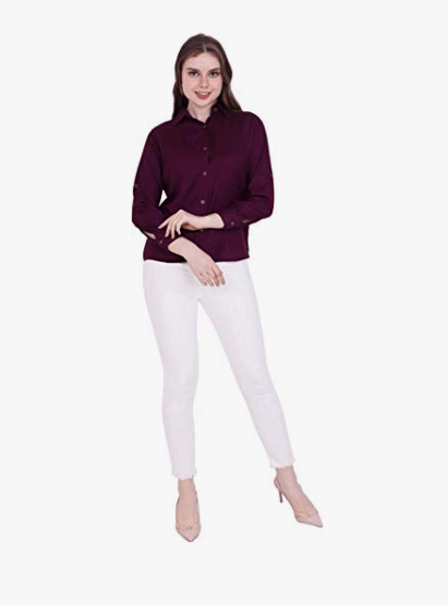 Kanzul -FASHION PASSION Women Solid Casual Button Down Shirt
