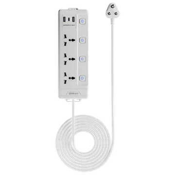 Croma 6 Amps 3 Sockets Surge Protector (2 Meters, Child Safety Shutters, White)