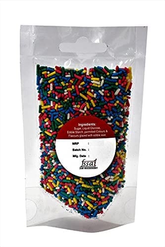 foodfrillz Whipping Cream Powder - All-purpose/Vanilla (100 g) + Rainbow Sprinkles (50 g) + Chocolate Strands Sprinkles (50 g) Pack of 3