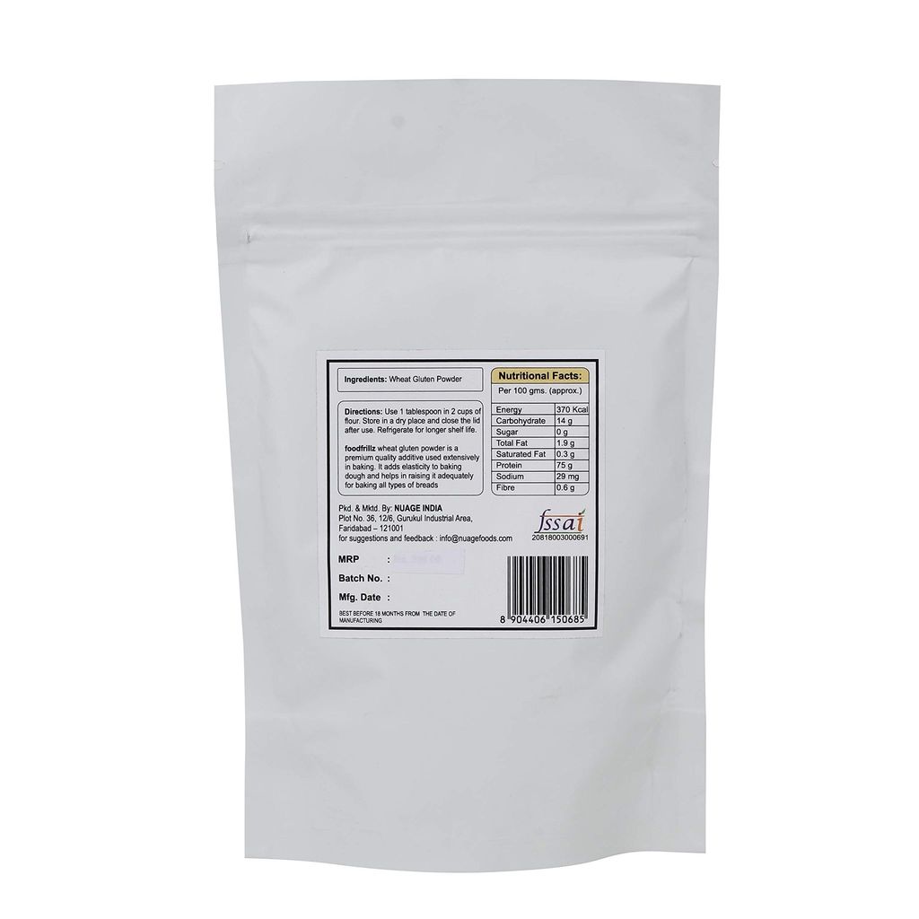 foodfrillz Vital Wheat Gluten Powder, Baking Essential High Protein and Gluten Flour 400 g (Single Pack)