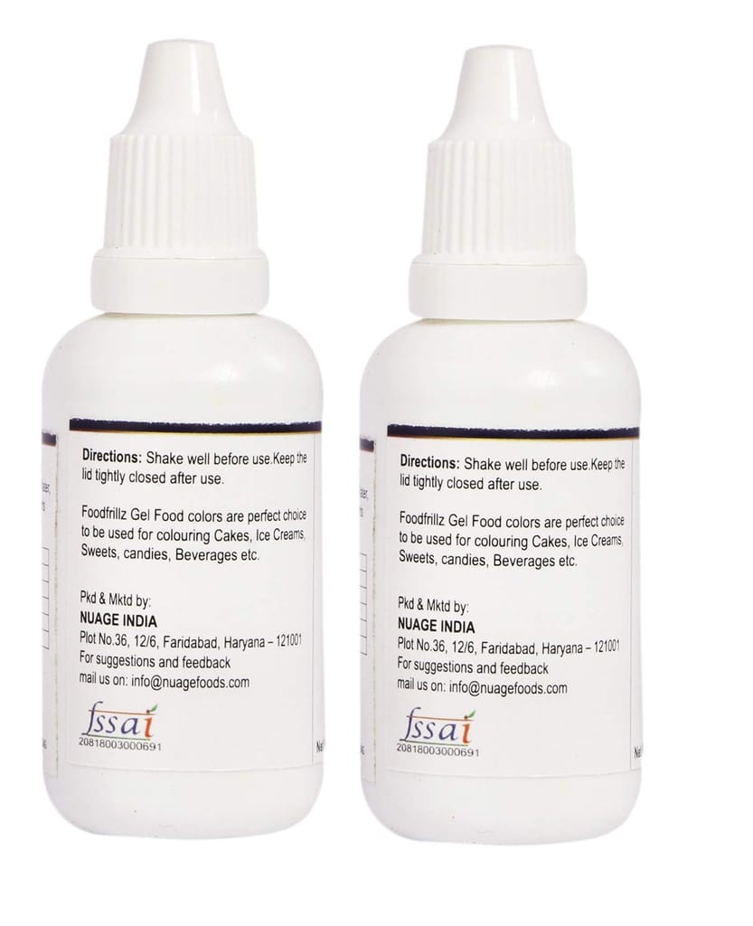 foodfrillz Black & White Food Gel Color Pack of 2 (20 ml each) Finest colour for Cake,cookies,Ice Creams,Sweets