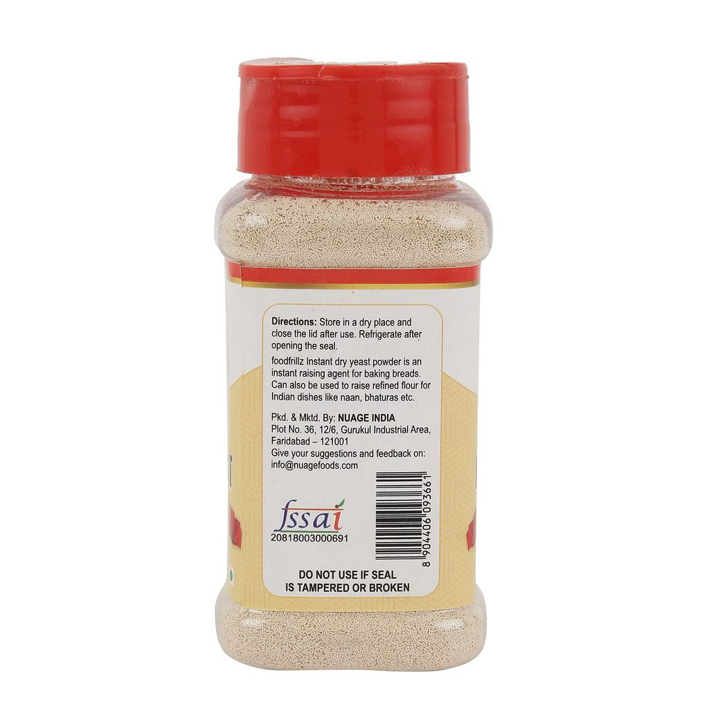 foodfrillz Instant Active Dry Yeast Powder | High Protein for Healthy Gut and Healthy Life | Rich in Fiber | Dairy Free | Vegan Superfood Yeast Powder for Baking, Bread, Pizza Base, Cake - 100g