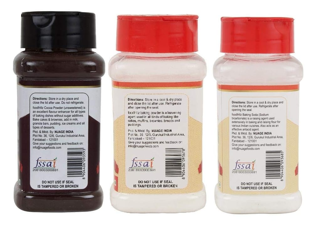 foodfrillz Cocoa Powder + Baking Powder + Baking Soda, 300 g, Pack of 3