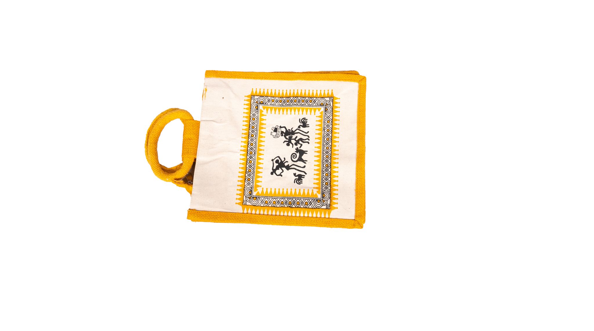  **Title:** Handcrafted Cotton Tote Bag with Warli Painting