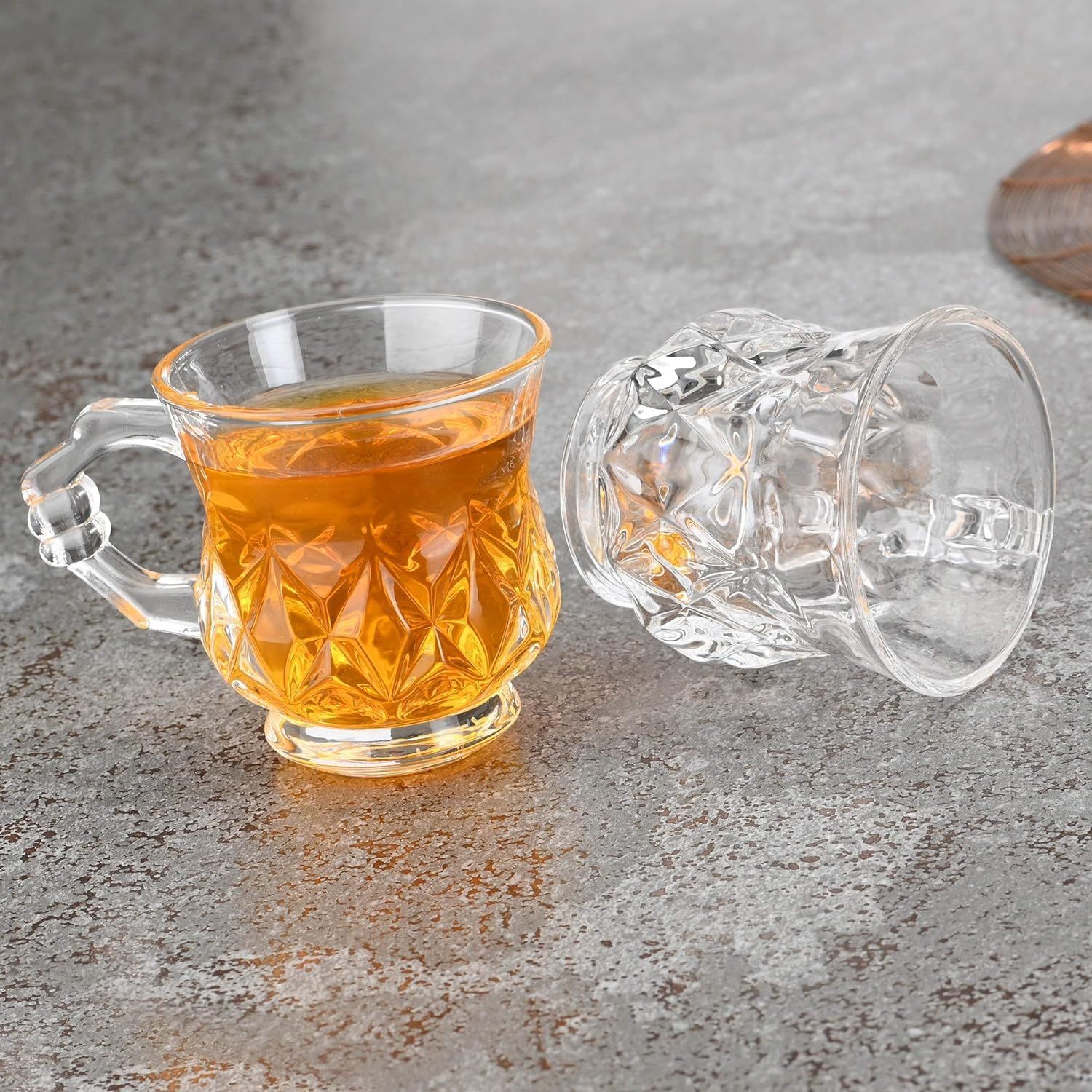 YUJING Transparent Tea Cup Coffee Cup Set of 6 Made of Crystal Clear Glass 140 ml