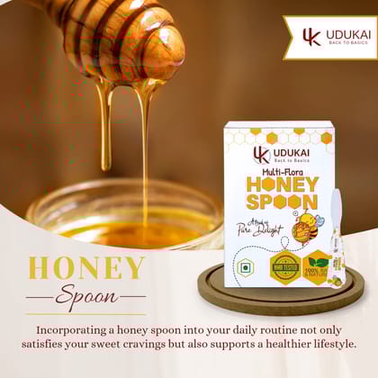 Udukai Premium Honey Spoons | 100% Pure NMR Tested Forest Honey | 10 gm each | Easy to carry and mess-free