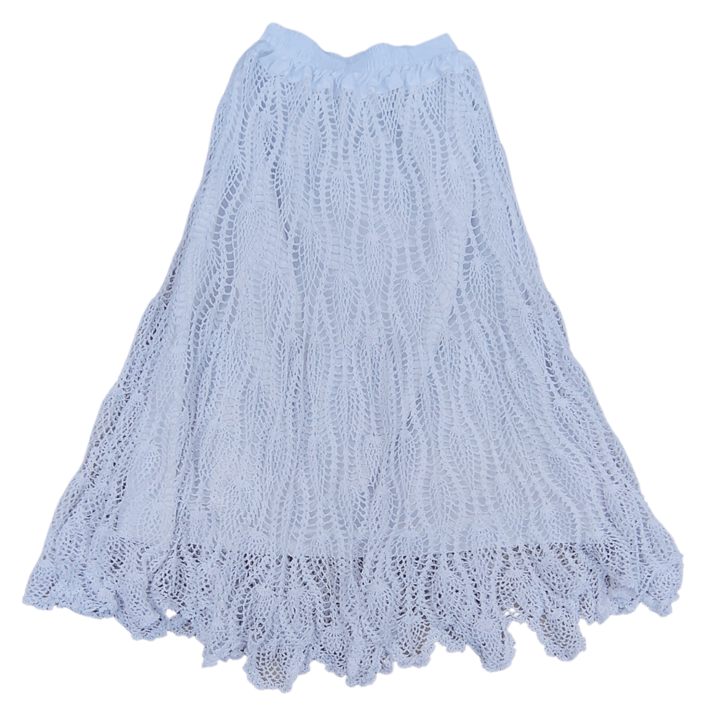 Women's White Crochet Long Skirt