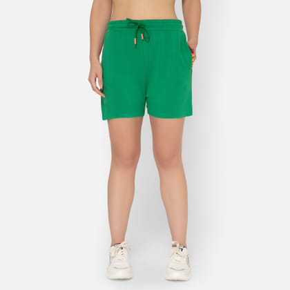 Bummer Women's Solid Micro Modal Shorts | Relaxed Fit Casual Lounge Shorts with Side Pocket - Matcha