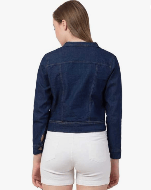Shaira  Fashion Women Long Sleeves Denim Dark Blue Regular Jacket