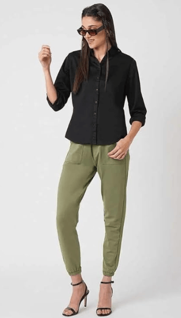 Women's Button-Down Long Sleeve Shirt for Women | Shirt for Women Stylish Western (Black)