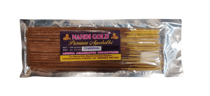 "Nandi Gold Premium Agarbathi 100g Each Pack" Pack Of 3 Flavours In Pack Rudraksha,Chandan,And Rose
