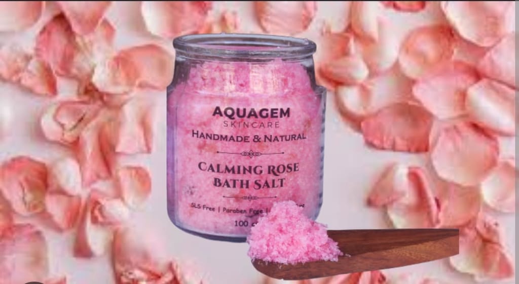  "AQUAGEM Calming Rose Foot Salt - Handmade and Natural - 100% Pure and Organic - Helps to Relieve Stress, Improve Circulation, and Soften Skin"