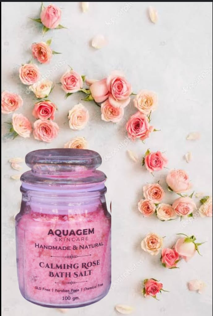  "AQUAGEM Calming Rose Foot Salt - Handmade and Natural - 100% Pure and Organic - Helps to Relieve Stress, Improve Circulation, and Soften Skin"